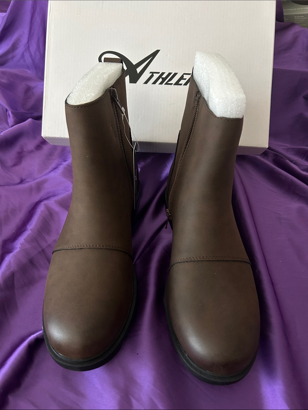 Athlefit Brown Zip-Front Women’s Ankle Booties
